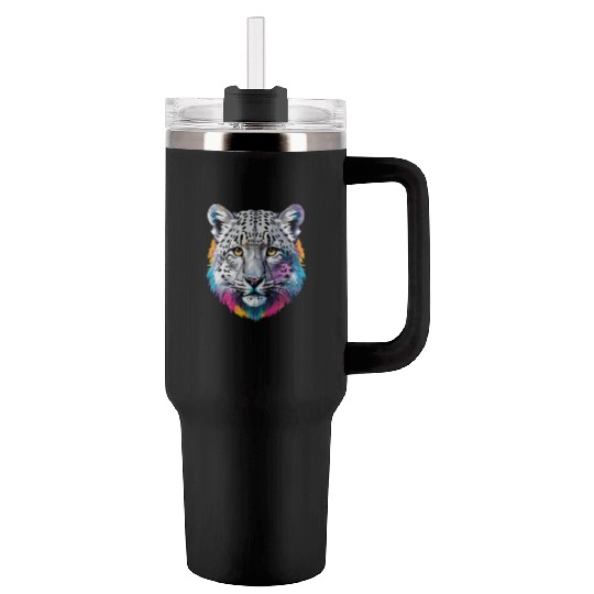 Snow Leopard Tumblers 40 Oz With Handle
