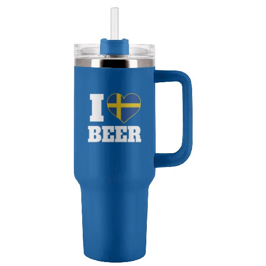 I Love Beer And Sweden Patriotic Expression Tumblers 40 Oz With Handle