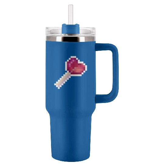Pixel Art Sprite Cute Heart Lollipop Tumblers 40 Oz With Handle