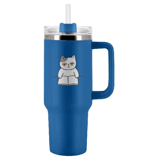 Cuties - Cat Reading Book Tumblers 40 Oz With Handle
