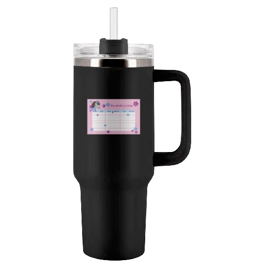 Timetable for Kids - Pony Flowers pink - French Tumblers 40 Oz With Handle