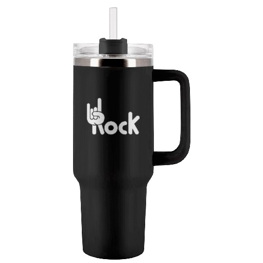 Heavy Metal Fun Hard Rock Music Horns Hand Gesture Tumblers 40 Oz With Handle