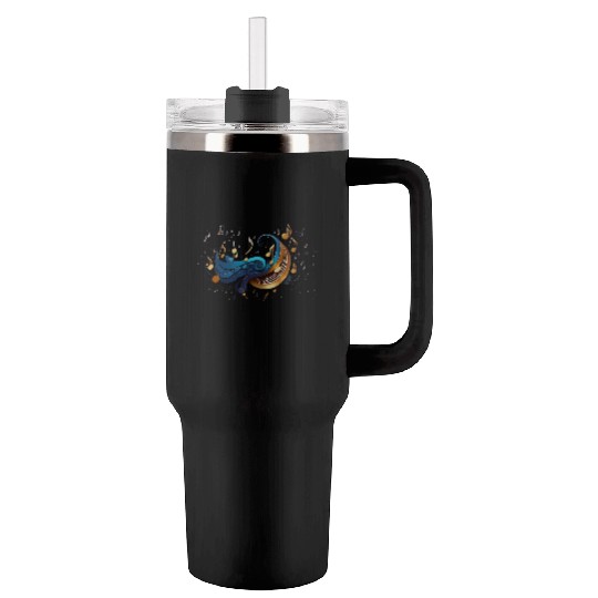 Celestial Music Waves: Abstract Notes and Flow Tumblers 40 Oz With Handle