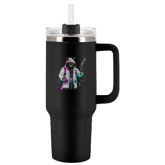 Rastafari Cyberpunk Bad Cat Tumblers 40 Oz With Handle