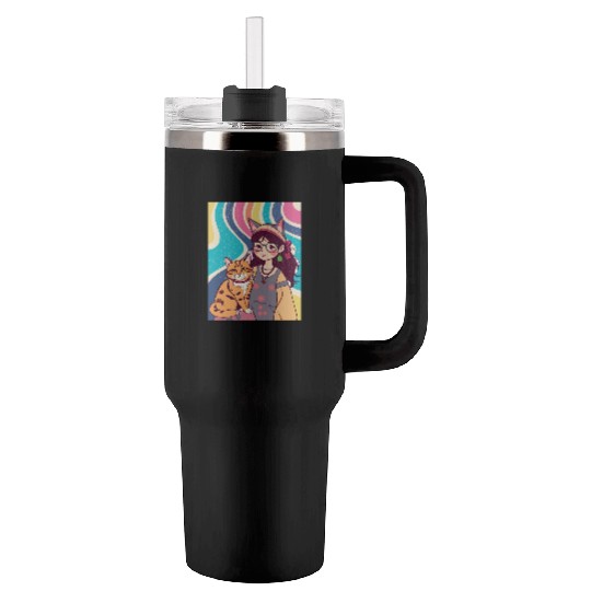 CAT MOM Tumblers 40 Oz With Handle