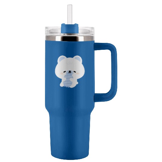 Sleepy Polar Bear Tumblers 40 Oz With Handle