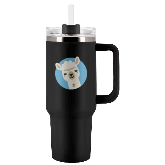 Alpaca with a Colorful Flower Necklace Tumblers 40 Oz With Handle