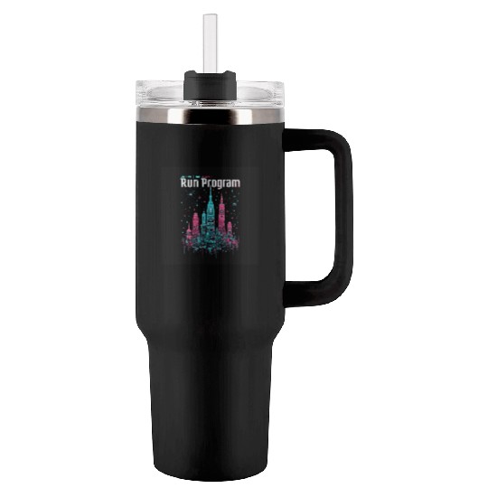 Ruin Program - Cyberpunk Neon Art Design Tumblers 40 Oz With Handle