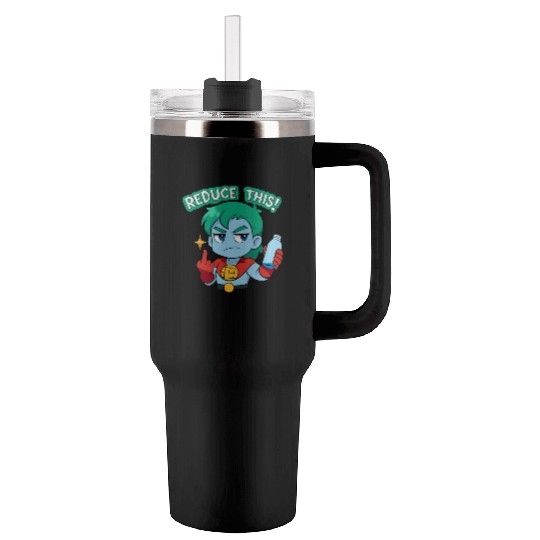Chibi Style Captain Planet Reduce This!Design Tumblers 40 Oz With Handle
