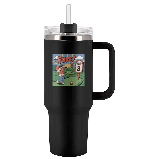 Mini Golf Retro Cartoon on Champion Unisex Tumblers 40 Oz With Handle