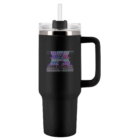 Cyberpunk Neon Beat DJ Rabbit Tumblers 40 Oz With Handle