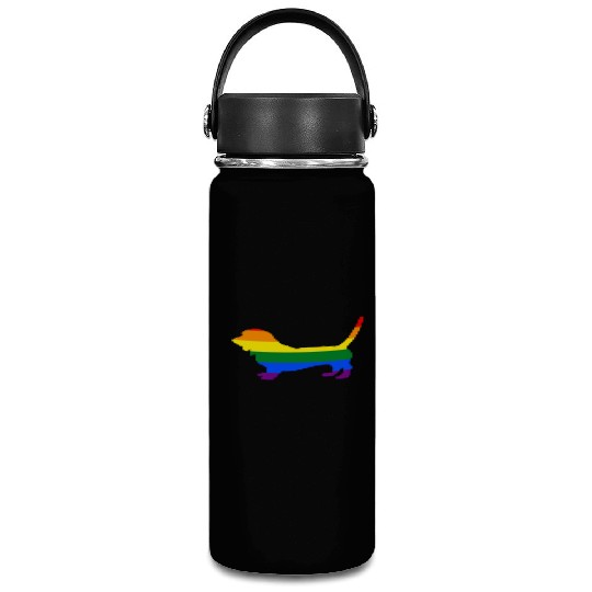 Gay Pride Dog Basset Hound Rainbow Gay Pride Flag Vacuum Flask