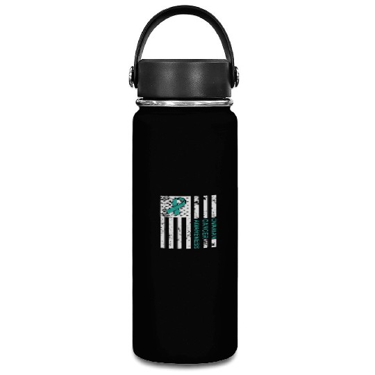 USA Flag Ovarian Cancer Awareness Vacuum Flask