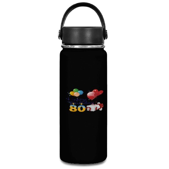 80th Birthday Anniversary candles balloons present Vacuum Flask