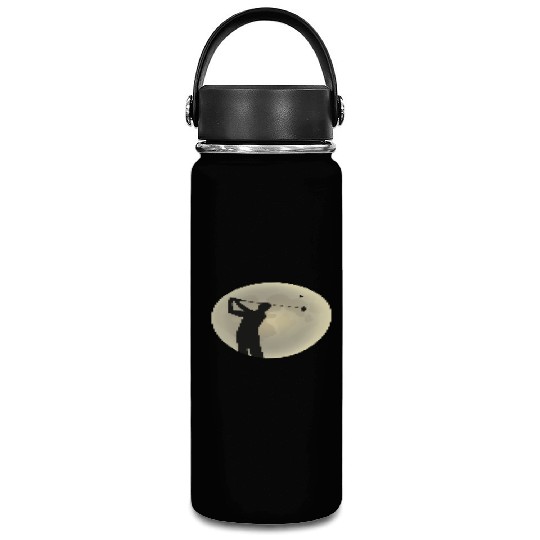 Golfer Silhouette Golf Golfer Moon Full Moon Vacuum Flask