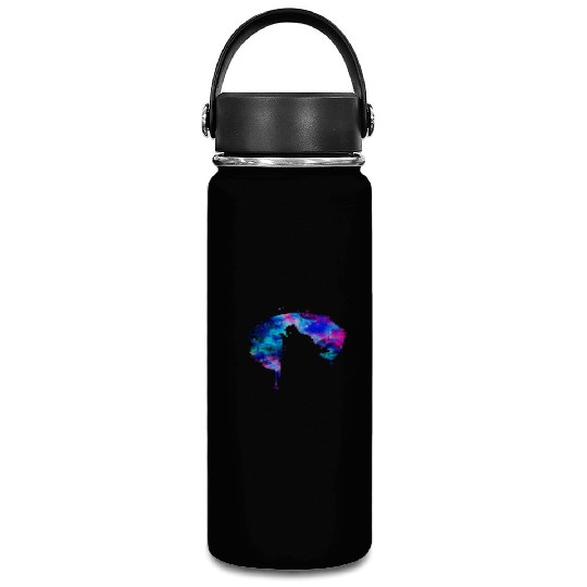 Howling wolf full moon wolves galaxy stars sky Vacuum Flask