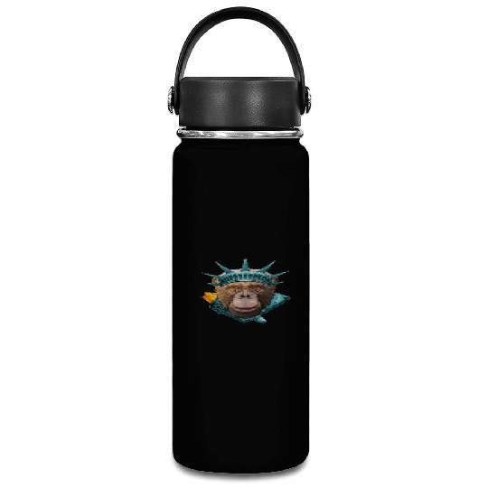 Statue Of Liberty Chimpanzee 4th Of July Animal US Vacuum Flask
