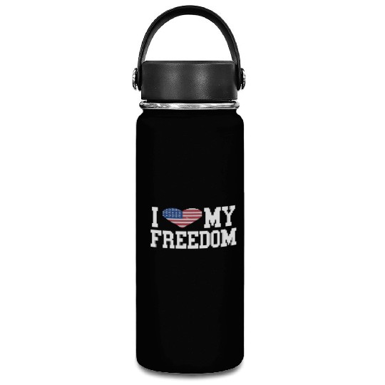 Patriotic American Flag I Heart Freedom, I Love Vacuum Flask