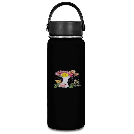 Cow Floral Cow Spring Nature Lovers Vacuum Flask
