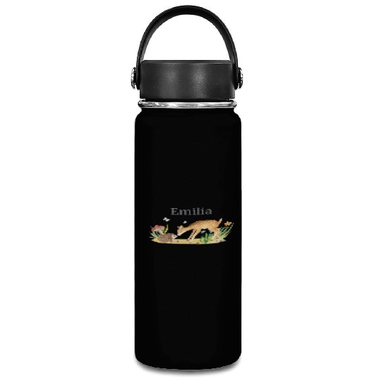 Forest Animal Deer Hedgehog Flowers Name Emilia Vacuum Flask