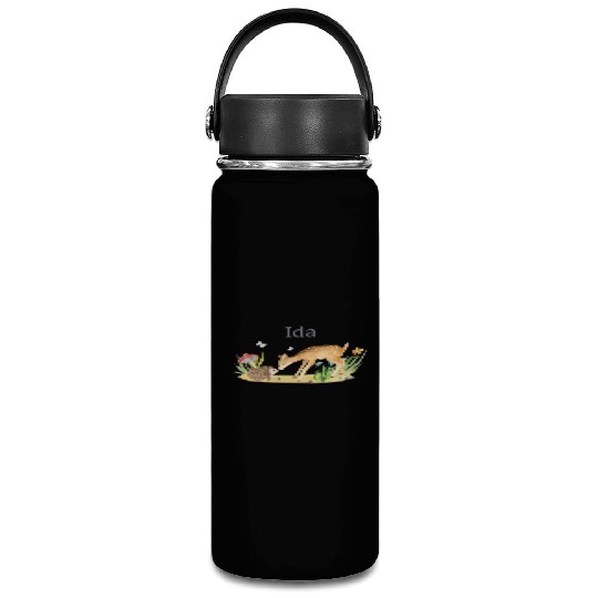 Forest Animal Deer Hedgehog Flowers Name Ida Vacuum Flask