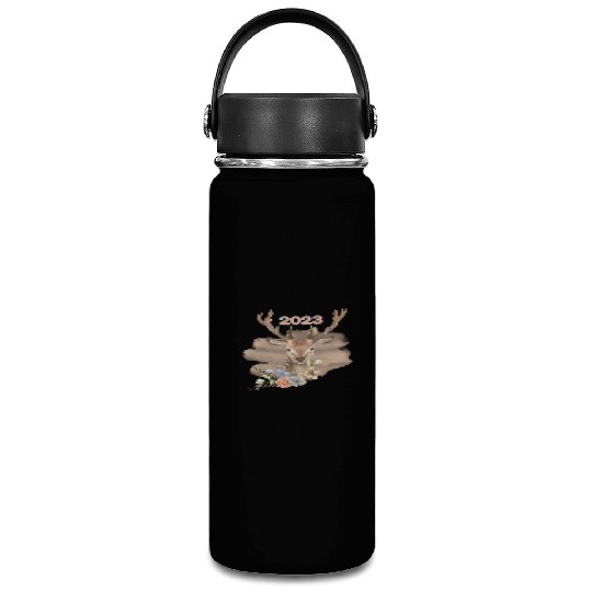 Brown Beige Watercolor Illustrated Deer Vacuum Flask