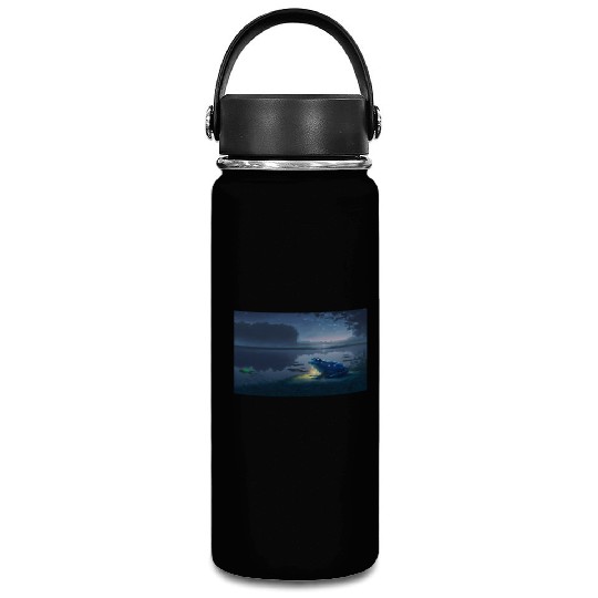 Blue Frog and Firefly on a pond at Night Vacuum Flask