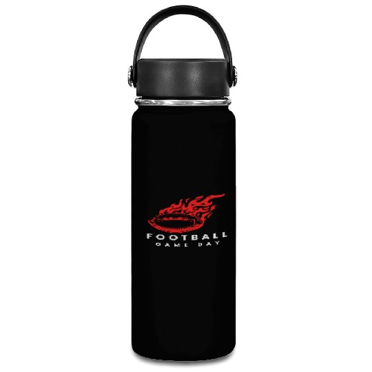Red Football On Fire Game Day , football fan Vacuum Flask .