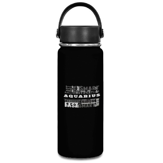Aquarius Zodiac Star Sign Word Cloud Square Monoch Vacuum Flask