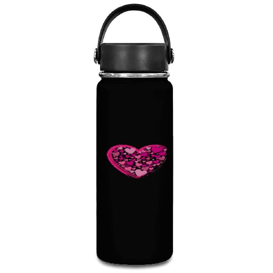 Cute Pink and Lilac Hearts in a Big Pink Heart Vacuum Flask