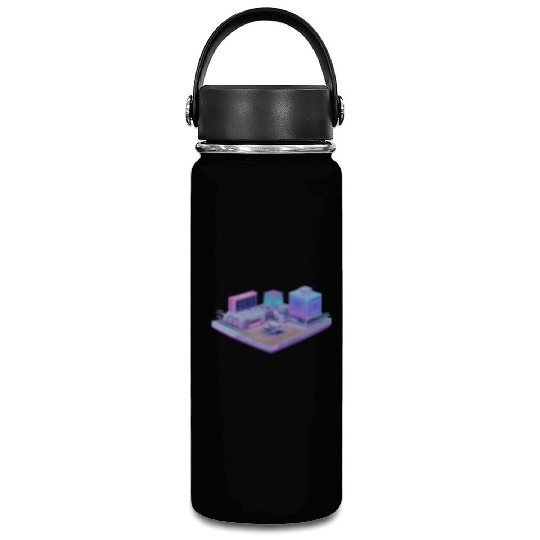 Future Cityscape - 3D Isometric Vaporwave Vacuum Flask