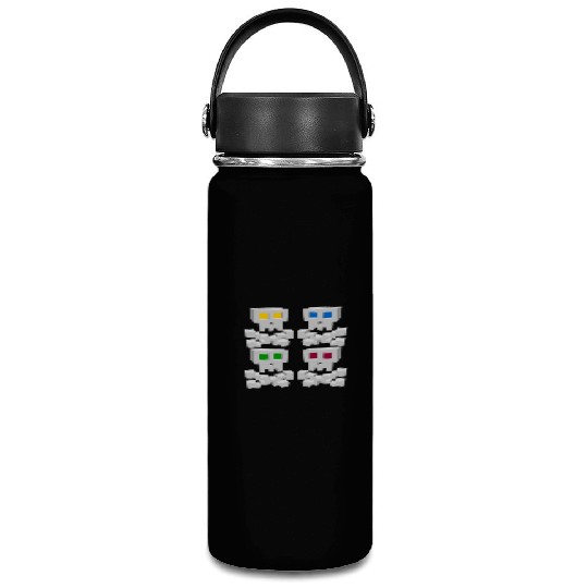 8-bit Pixel Pop Art Style Pirate Flag Skulls Vacuum Flask