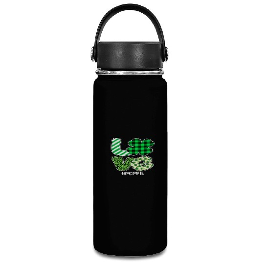 Love Poppie Green Plaid Leopard Shamrock Vacuum Flask