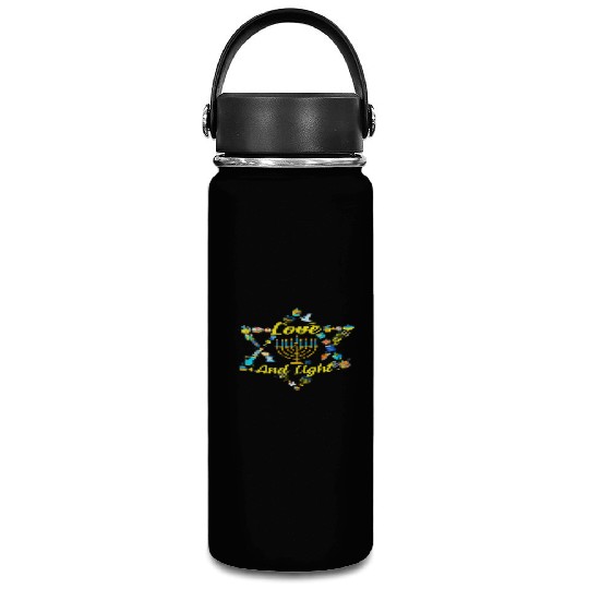 Love and Light Hanukkah Vacuum Flask Jew Menorah Jewish C