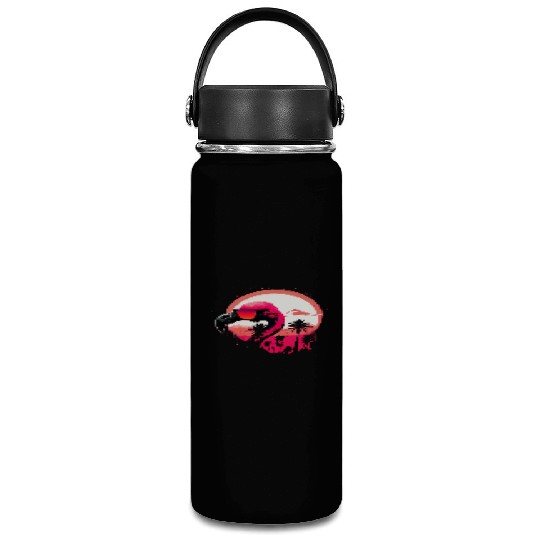 Retro Sunset Pink Flamingo Summer Design Flamingo Vacuum Flask