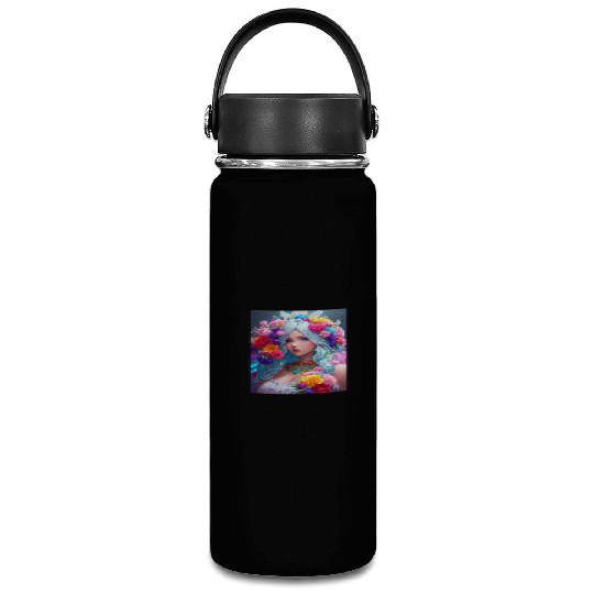 Spring Girl with a bouqet of flowers garland #20 Vacuum Flask