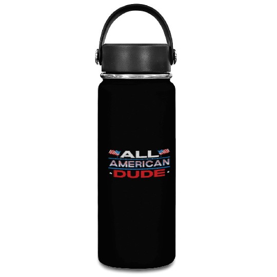 America USA Flag 4th Of July All American Dude Vacuum Flask