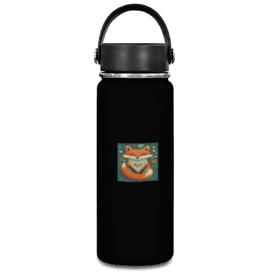 fox forest animals love heart nature animal kid Vacuum Flask