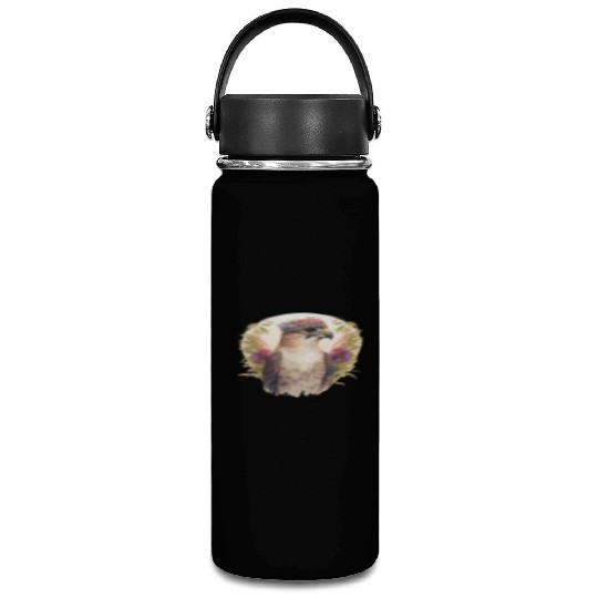 Watercolor Falcon Birds Of Prey Flower Crown Flora Vacuum Flask