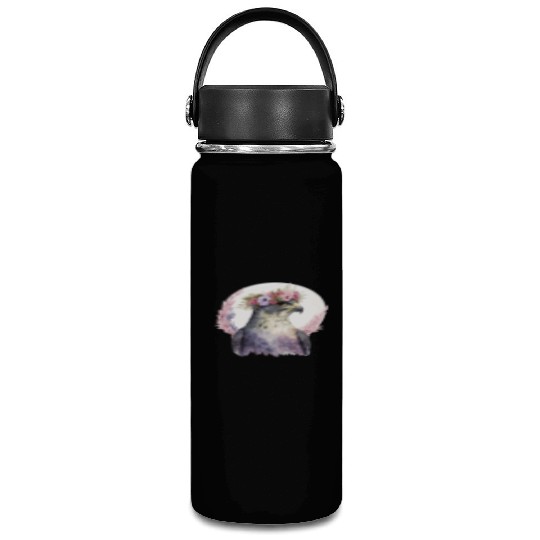 Falcon Birds Of Prey Flower Crown Floral Bird Watc Vacuum Flask