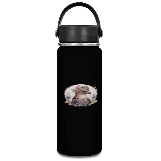 Cute Hawk Bird Of Prey Flower Crown Floral Bird Wa Vacuum Flask