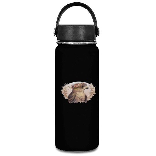 Watercolor Hawk Bird Of Prey Flower Crown Floral B Vacuum Flask