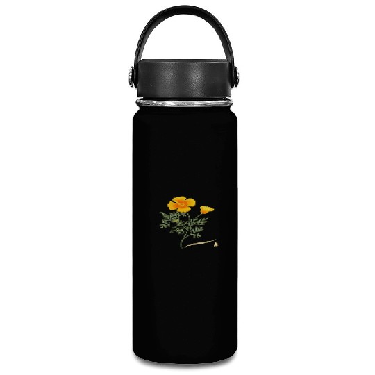 Californian Poppy Botaal Illustration Flower Vacuum Flask