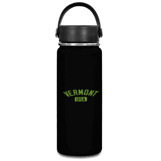 Vermont Usa Arched Text Distressed Lime Green Prin Vacuum Flask