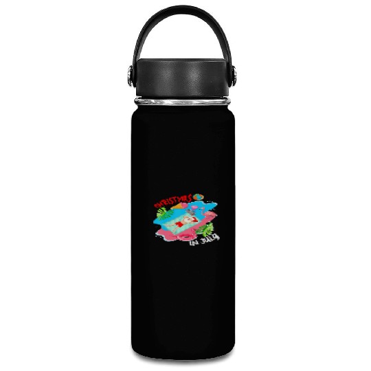Christmas In July Santa Relaxing On Beach Cute Vacuum Flask