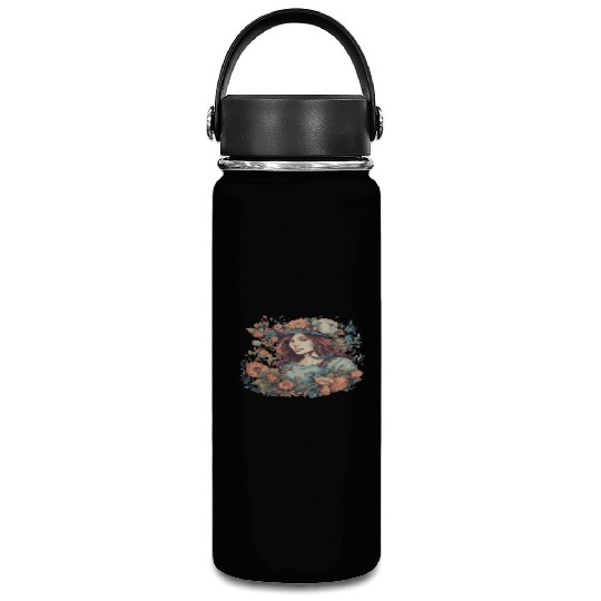 Summer girl Boho flowers vintage woman in nature Vacuum Flask