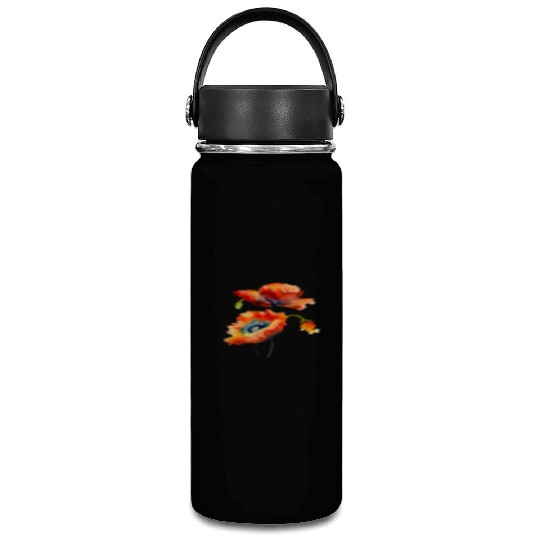 RED POPPIES Vacuum Flask, WATERCOLOR RED POPPIES TOP