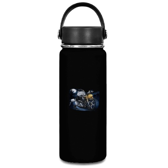 Wolf Riding Chopper Motorcycle In Full Moon Vacuum Flask