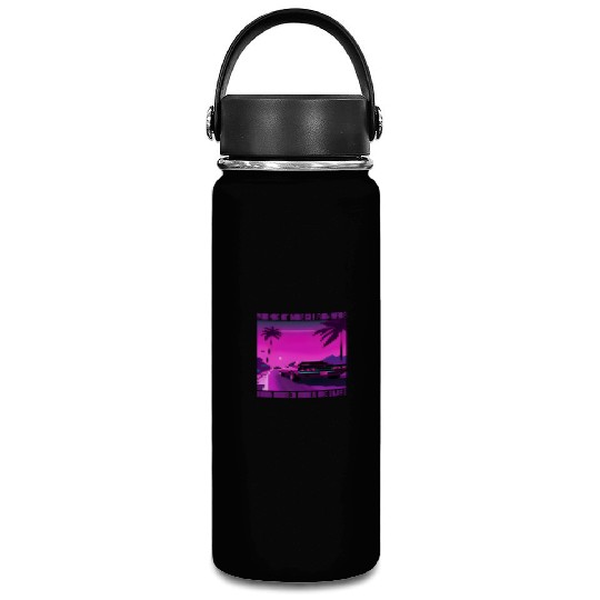 Vintage 80s Graphic Retrowave Muscle Car Racing Vacuum Flask