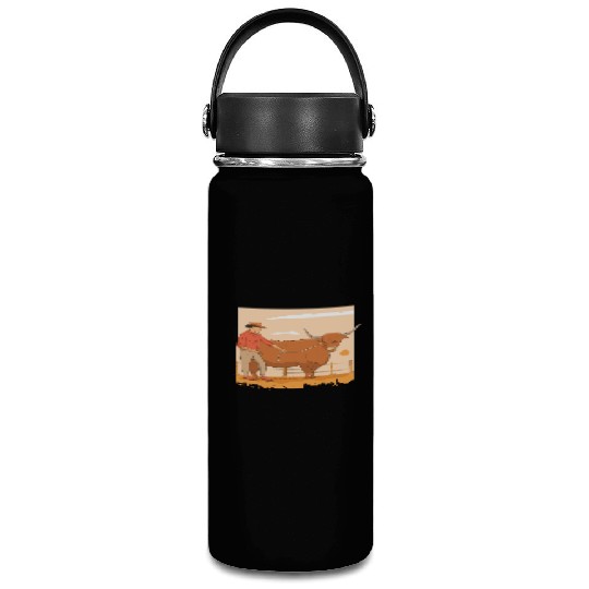 Farmer With Highland Cow Vacuum Flask